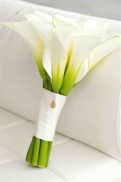 Bouquets Photos - Calla Lily Bouquet with White Wrap - Inside Weddings