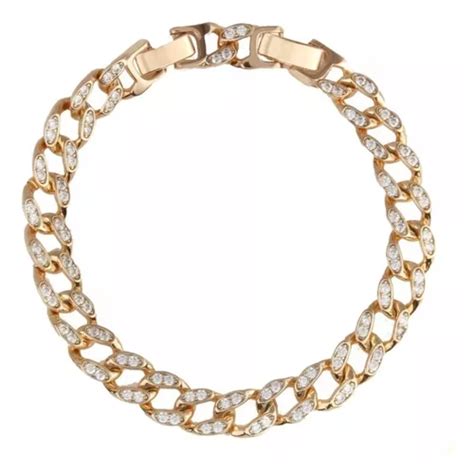 Esclava Para Mujer Hombre De Oro Lamin 18k Con Diamantes Cuotas Sin