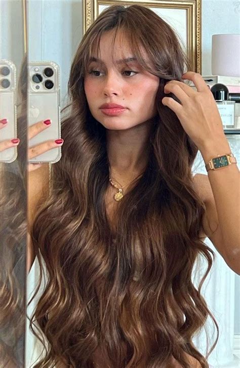 50 Cute Hairstyles With Curtain Bangs Brunette Extra Long Hair