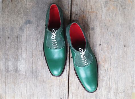 men's Green Color lace up leather Suede shoes Men Dress Formal Derby ...