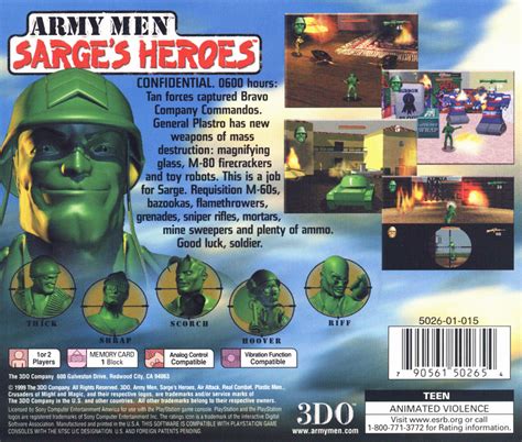 Army Men Sarge S Heroes Cover Or Packaging Material Mobygames