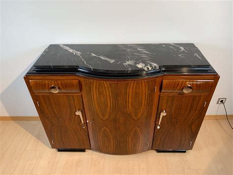 Art Deco Sideboard Walnut Veneer Nickel Fittings France Circa 1930