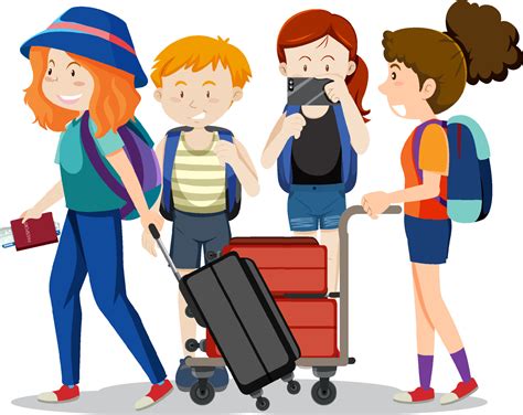 Group Of Tourists Ready To Travel On White Background 5921547 Vector