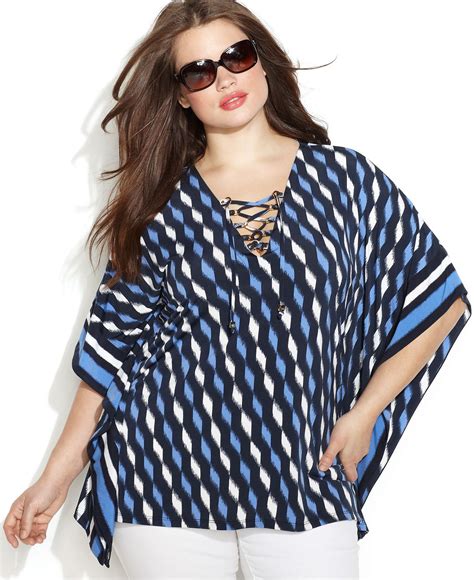 Michael Michael Kors Plus Size Printed Lace Up Tunic Michael Michael