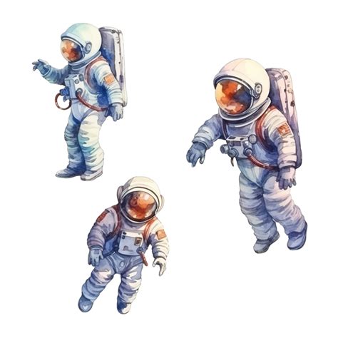 Watercolor Astronaut Clip Art Element Space Astronaut Watercolor