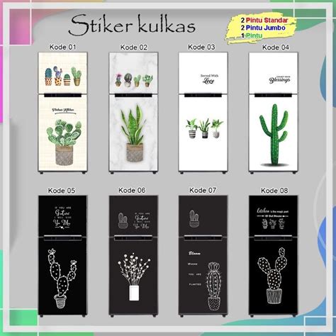 Jual Stiker Kulkas 1 2 Pintu Motif Kaktus 12 Shopee Indonesia