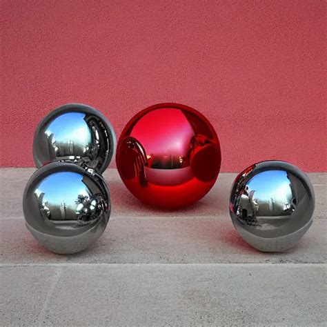 Chrome Spheres On A Red Cube By Robert Beatty Stable Diffusion