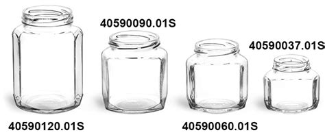 Sks Bottle And Packaging Clear Glass Jars Clear Glass Oval Hexagon Jars W Black Metal Lug Caps