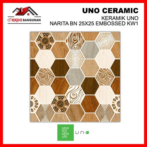 Jual KERAMIK LANTAI DINDING UNO CERAMIC NARITA BROWN 25X25 EMBOSSED