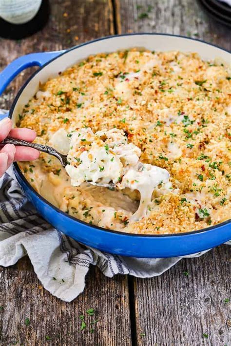 Cheesy Vegan Cauliflower Casserole Vegan Huggs