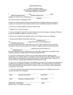 Fillable Online Sccounty01 Co Santa Cruz Ca Domestic Partner Affidavit