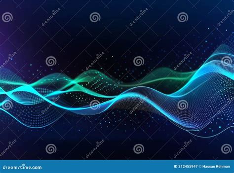 Abstract Waving Particle Technology Background Design Stock