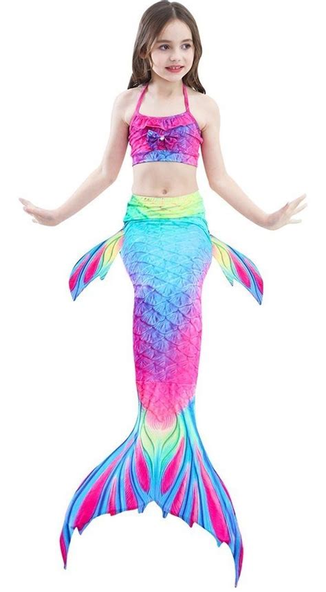 Dh Sirena Traje De Baño Bikini Cola De Sirena Con Aletas Mercado Libre