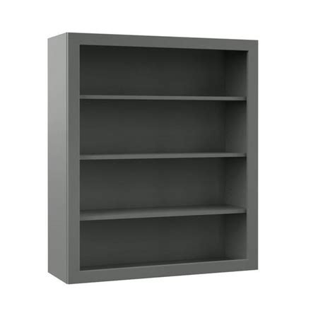 Hampton Bay Designer Series Melvern Storm Gray Shaker Assembled Wall Open Shelf Kitchen Cabinet