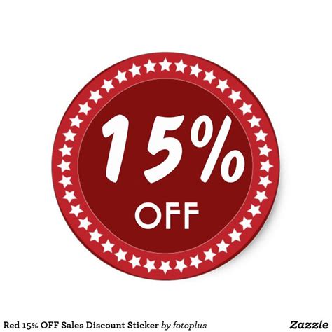 Red 15 Off Sales Discount Sticker Zazzle Fun Stickers Stickers