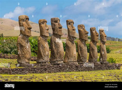 Moai heads of Easter Island, Rapa Nui National Park, UNESCO World ...