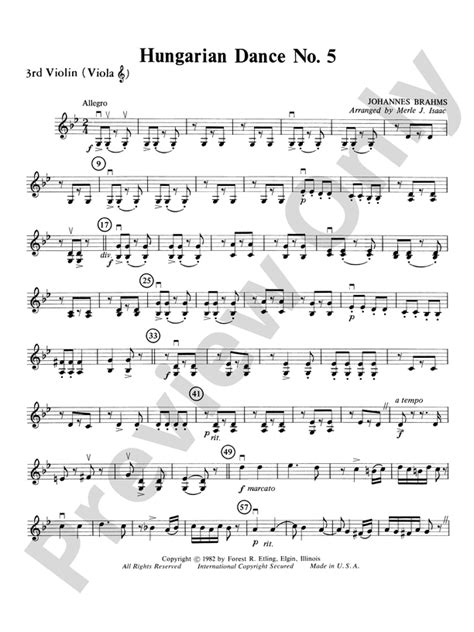 Hungarian Dance No 5 3rd Violin Viola Tc 3rd Violin Viola Tc