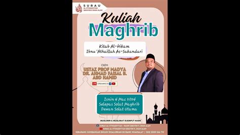 LIVE Alittihadiyyah KULIAH MAGHRIB USTAZ DR AHMAD FAISAL BIN ABD