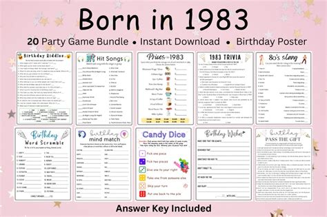 In Born In Game Printable Th Birthday Party Game Etsy