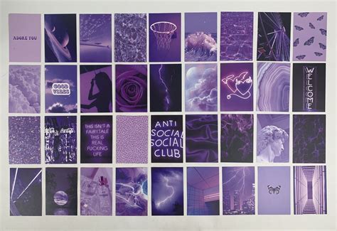 Purple Wall Collage Kit Purple Aesthetic Wall Collage Kit Etsy