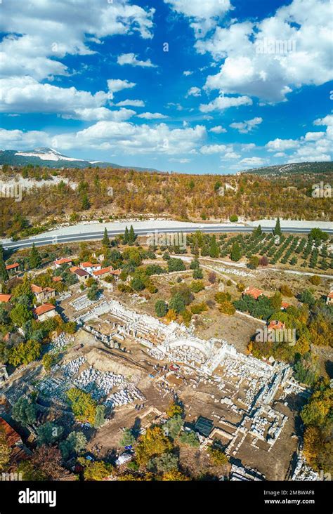 Drone view over Stratonikeia Ancient City in Eskihisar, Mugla, Turkey Stock Photo - Alamy