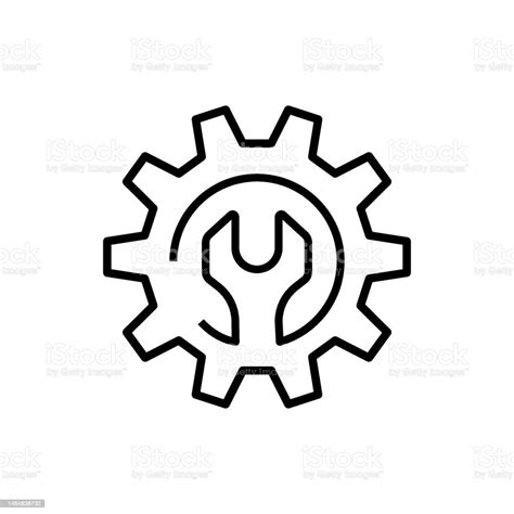 Gear Wrench Symbol Service Tools Icon On White Background Vector