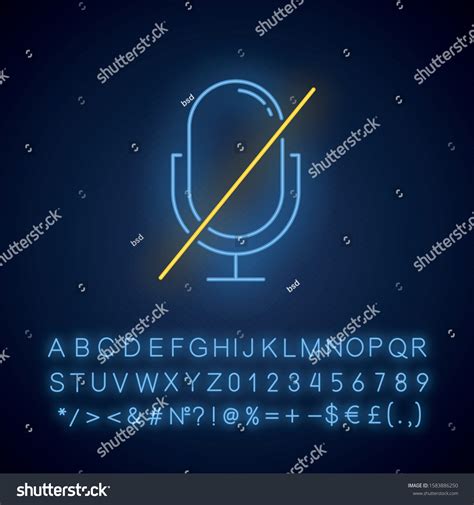 Microphone Forbidden Neon Light Icon Sound Vector De Stock Libre De