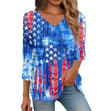 Dndkilg 4th Of July Shirts For Women Independence Day Star Stripes