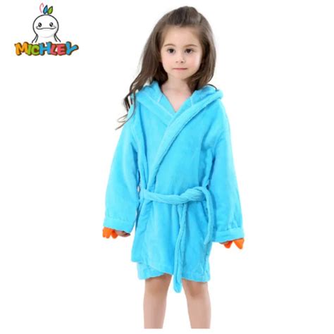 MICHLEY Kids Bath robes Adorable Baby Girl Roupao Hooded Children's Towel Cute Dinosaur ...