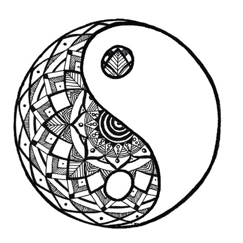 Yin Yang Mandala Coloring Pages