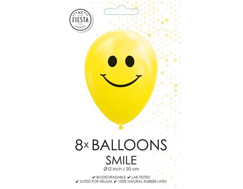 Gele Ballonnen Smiley 305cm 8st Partywinkel