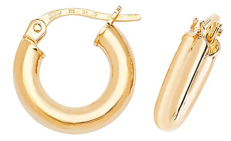 9ct Yellow Gold 15mm Hoop Earrings Etsy