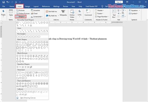 Cách lấy thanh công cụ Drawing trong Word để vẽ hình