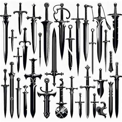 Swords Shiloute Set Vector Premium Ai Generated Vector