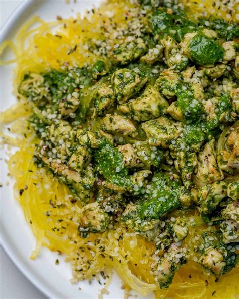 Spaghetti Squash Pesto Chicken Clean Food Crush