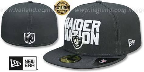 Las Vegas Raiders RAIDER-NATION Charcoal-White Fitted Hat