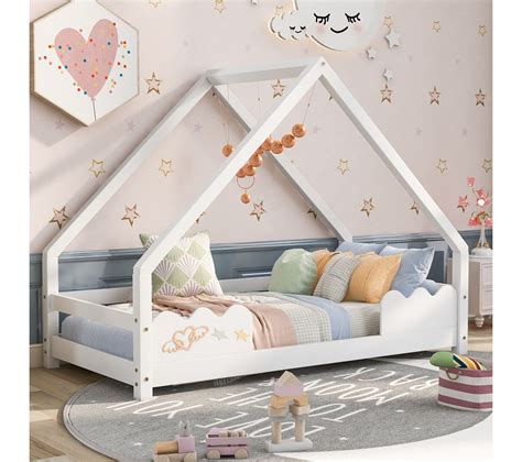 Lit Enfant Cabane Tiny Pin Naturel X Cm Sommier Inclus Lit