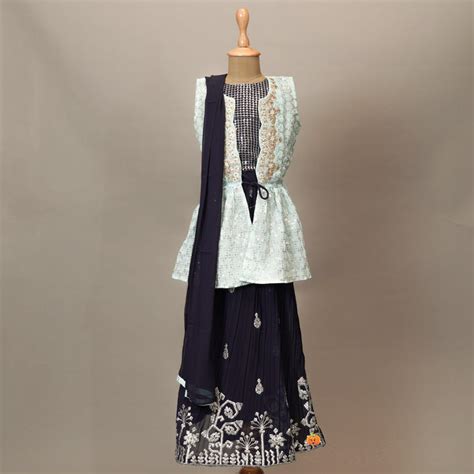 Buy Navy Blue Girls Lehenga Choli Mumkins