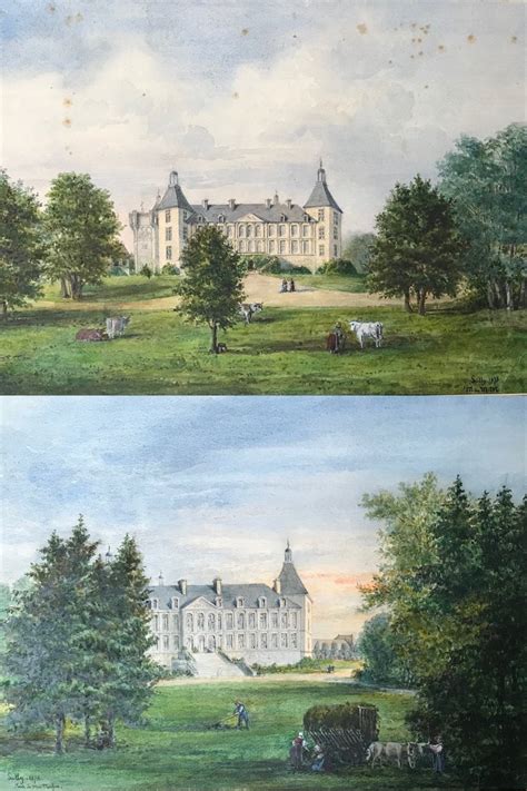 Proantic Paire De Vues Du Château De Sully En Bourgogne Par Marie Eu