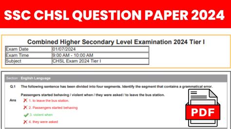 Ssc Chsl Question Paper Pdf Answer Key