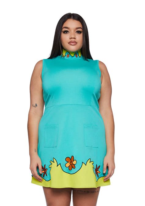 Plus Size Dolls Kill X Hanna Barbera Mystery Machine Mod Mini Dress Blue