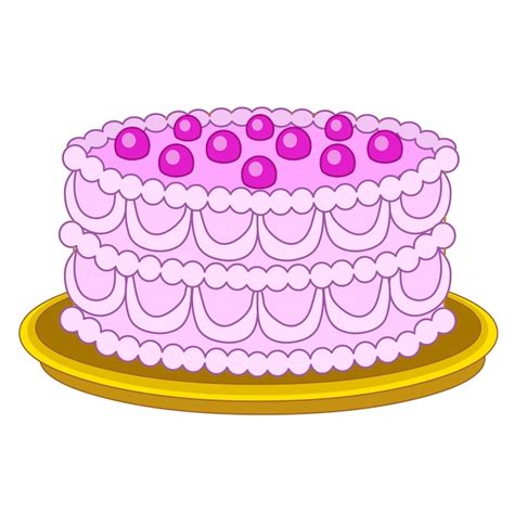 Rosa Kuchen Mit Sahne Flache Illustration Premium Vektor