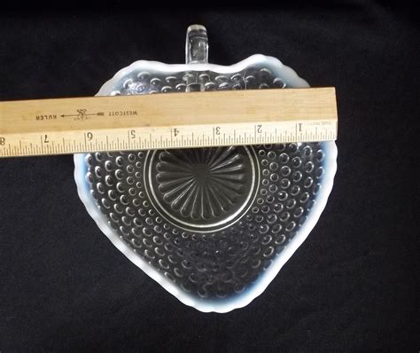 Heart Shaped Candy Dish With Handle Moonstone Hobnail By Etsyde