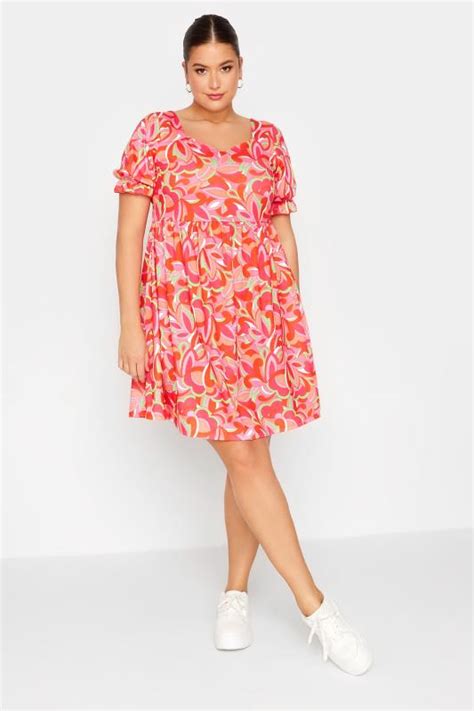 Limited Collection Plus Size Red Abstract Print Smock Dress Yours