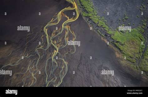 Aerial View Of Glacier Rivers In Iceland Stock Photo Alamy