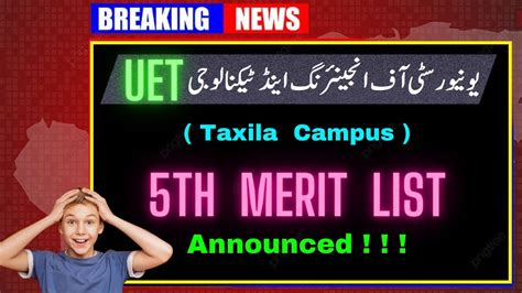 Uet Taxila 5th Merit Lists Announced 2022 Geonews