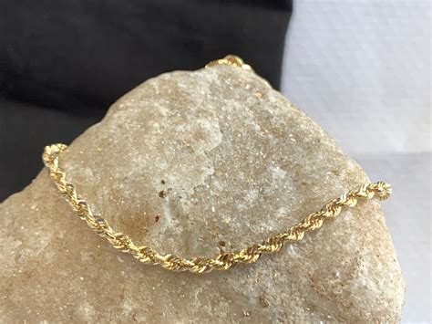 14k Solid Yellow Gold Bracelet 5 28g Fine Jewelry 7 5 Rope Chain Lobster Clasp Ebay