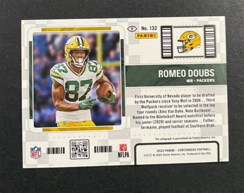 2022 Panini Contenders Romeo Doubs 132 Green Bay Packers ROOKIE