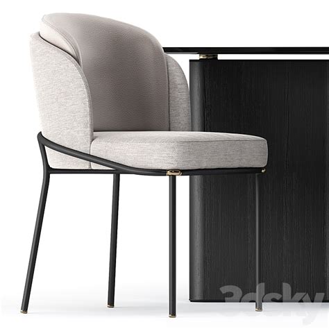 Fil Noir Chair And Lou Dining Table By Minotti Table Chair D Model