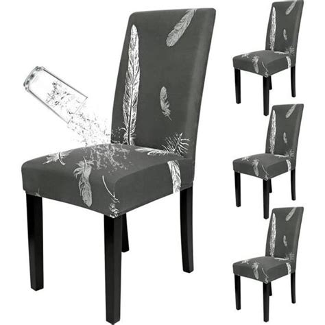 Lot De 4 Housses De Chaise De Salle À Manger Imperméables Avec Bande